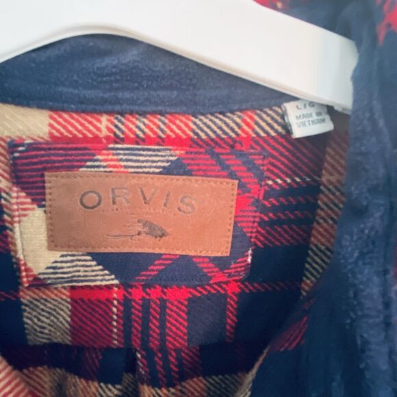 ORVIS FLANNEL SHIRT JACKET Mens XXL Red Gray Plaid Big Bear Jac Shacket Jacshirt - Picture 2 of 7